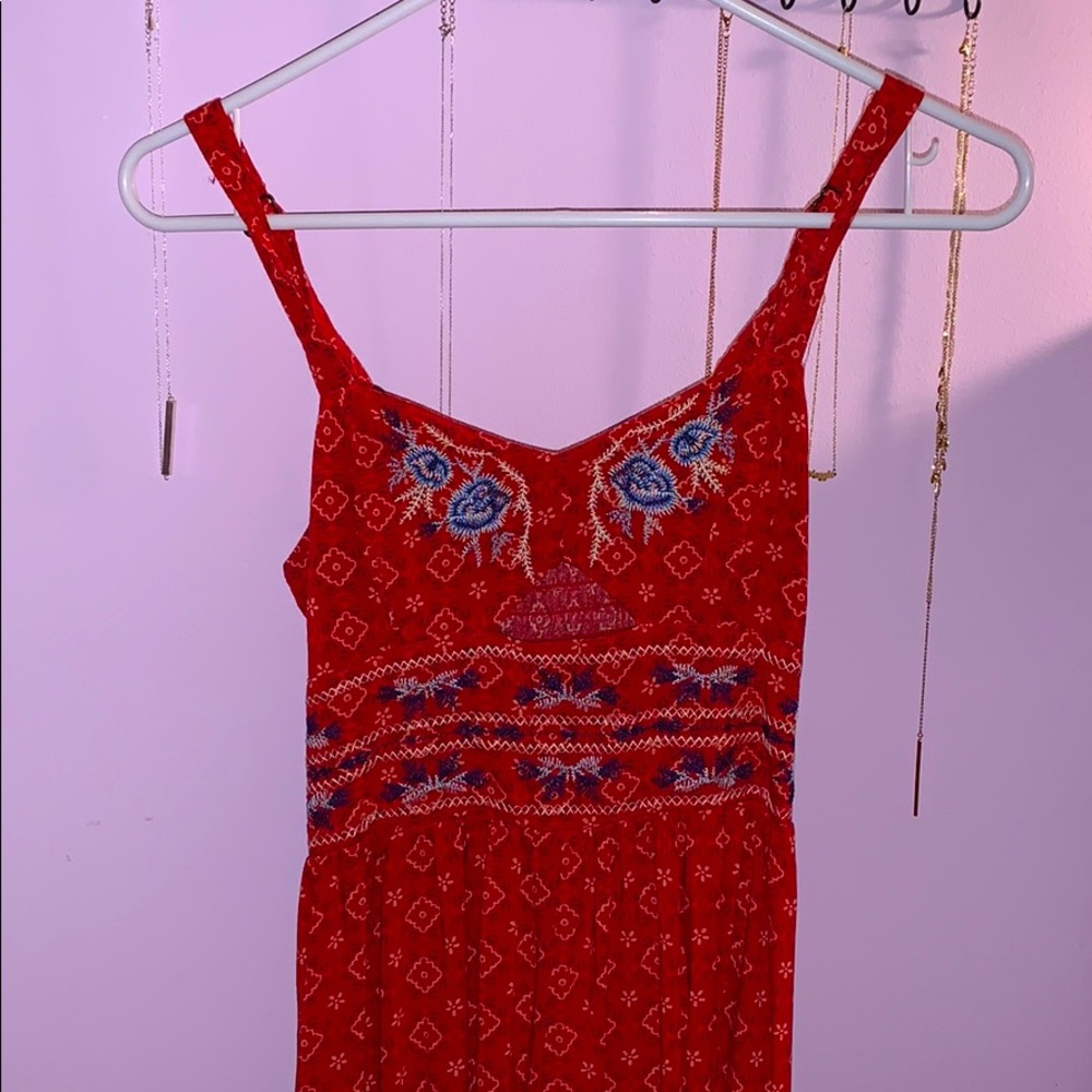 Red Maxi Dress with Front Slit